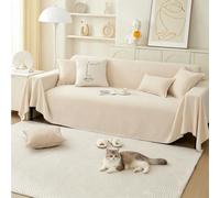 PETCUTE Telo Copridivano 2 3 4 Posti Mobili Protector,Copertura Divano Lavabile,Coperta Divano Ultrap Morbida, Gran Foulard per Divano Antimacchia, Telo Arredo Copritutto,Beige,180 * 280cm