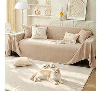 PETCUTE Telo Copridivano 2 3 4 Posti Mobili Protector,Copertura Divano Lavabile,Coperta Divano Ultrap Morbida, Gran Foulard per Divano Antimacchia, Telo Arredo Copritutto,tè al Latte,180 * 230cm