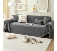 PETCUTE Telo Copridivano 2 3 4 Posti Mobili Protector,Copertura Divano Lavabile,Coperta Divano Ultrap Morbida, Gran Foulard per Divano Antimacchia, Telo Arredo Copritutto,Grigio Scuro,180 * 340cm