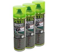 PETEC 71650 Grasso Corda Seilfettspray Drahtseilfett Zahnradfett Spray 3x 500ml