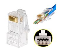 PETECHTOOL Confezione da 50 connettori RJ45 passanti plug rj45 per Cat6a Cat6 23AWG cavo, 8P8C Ethernet modulare spina UTP estremità di rete per non schermati Twisted Pair Solid Wire & Standard cavi