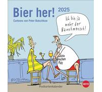 Peter Butschkow: Bier her Postkartenkalender 2025: Der lustige Kalender für Bierliebhaber, mit Butschkow-Cartoons zum Sammeln und Verschicken. Kleiner Tischkalender im Formato: 16 x 17 cm