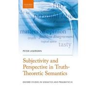 Peter Lasersohn Subjectivity and Perspective in Truth-Theoret (Copertina rigida)