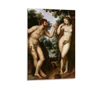 Peter Paul Rubens Adam ed Eve- Poster decorativo per la casa vintage, stampa estetica retrò, perfetta per soggiorno, camera da letto, ufficio, studio di casa, stile cornice, 50 x 75 cm