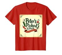 Peter Peter ha Scelto Una filastrocca di Scuola Materna Art Maglietta, Bambini, Rosso, 8 Anni