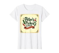 Peter Peter ha Scelto Una filastrocca di Scuola Materna Art Maglietta, Donna, Bianco, XL