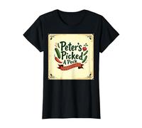 Peter Peter ha Scelto Una filastrocca di Scuola Materna Art Maglietta, Donna, Nero, L