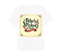 Peter Peter ha Scelto Una filastrocca di Scuola Materna Art Maglietta, Donna Plus-Size, Bianco, 2X