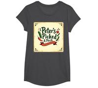 Peter Peter ha Scelto Una filastrocca di Scuola Materna Art Maglietta, Ragazze, Grigio Scuro, S