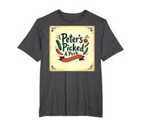 Peter Peter ha Scelto Una filastrocca di Scuola Materna Art Maglietta, Uomo Taglie Grandi, Grigio Scuro, 4X Tall