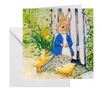 Peter Rabbit and Chicks 18x18cm Crystal Art Card NUOVO