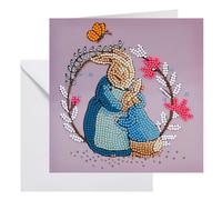 Peter Rabbit and Mum 18x18cm Crystal Art Card NUOVO