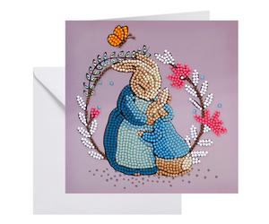 Peter Rabbit and Mum 18x18cm Crystal Art Card NUOVO