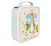Peter Rabbit Borsa termica termica riutilizzabile per bambini, con manico, prodotto ufficiale, in poliestere 600D, resistente, per cibo e bevande, per scuola, asilo, snack, picnic, blu e bianco