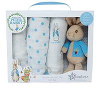 Peter Rabbit Set Regalo Beatrix Potter Unisex Peluche e Mussola Set