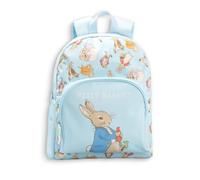 Peter Rabbit Zaino multi personaggio azzurro | Zaino per la scuola per bambini con cinghie imbottite, tasca frontale con zip e merchandising laterale in rete