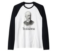 Peter Tchaikovsky Ritratto Vintage Compositore Musica Classica Maglia con Maniche Raglan
