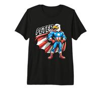 Peter USA Eagle Patriotic Superhero per Ragazzi Nome Peter Maglietta Premium