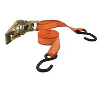 Petex 43192735 - Cinghia a cricchetto, 2 pezzi, 5 m, 25 mm, gancio a S, 350/700 daN, colore: Arancione