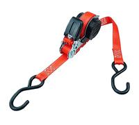 PETEX Cinghia a cricchetto automatica, autoavvolgente, 1 pezzo, 5 m x 25 mm, 350/700 daN, rosso, gancio a S