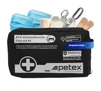 Petex 43930004 Kit di Primo Soccorso Contenuto Secondo Lo Standard DIN 13164, Nero