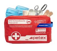 PETEX 43930012 - Borsa per medicazione a Norma DIN 13164, Colore: Rosso