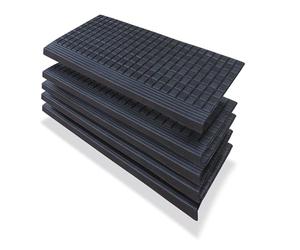 PETEX 5 tappetini per gradini con bordo angolare in gomma per interni ed esterni, 64,5 x 25 cm, autoadesivi, antiscivolo