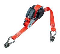 PETEX Cinghia a cricchetto automatica, autoavvolgente, 1 pezzo, 5 m x 25 mm, 350/700 daN, rosso, gancio doppio appuntito