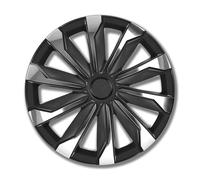 PETEX Copricerchi da 17 pollici, 4 pezzi, per auto, Typhoon, plastica ABS, colore nero/argento