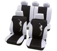 PETEX Set di coprisedili universali Eco Class Flower Bianco, 17 Pezzi, Misura SAB 1 Vario Plus