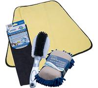 Petex Set di Pulizia per Auto: 1 Spugna per Pulizia e Lavaggio, 2 Panni in Microfibra, 1 Spazzola per Cerchioni