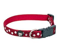 Petface - Collare per cani con stampa a pois bianchi, misura piccola, colore: ciliegia
