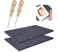 PetGlimmer 2 Pezzi Punteruolo e Tappetino per Bambini Kit, 30 x 20 x 0.9 cm Punteruolo per Legno Tappetino Feltro Manico in Legno da 7.1 cm, Adatto a Bambini e Adulti Feltro per Lavoretti