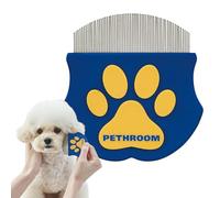 PETHROOM] Pettine professionale per animali domestici, in acciaio inox, per rimuovere le macchie di gatti e cani, strumento sicuro per la toelettatura della testa rotonda, compatto e portatile