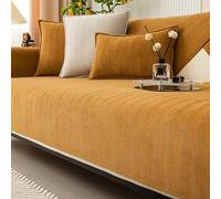 Peticehi Funny Fuzzy Sofa Cover, Herringbone Chenille Fabric Furniture Protector Sofa Cover, Cosy Solid Colour Non-Slip Couch Cover (Khaki,90 * 180cm)