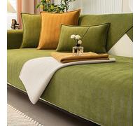 Peticehi Funny Fuzzy Sofa Cover, Herringbone Chenille Fabric Furniture Protector Sofa Cover, Cosy Solid Colour Non-Slip Couch Cover (Green,90 * 180cm)