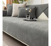Peticehi Funny Fuzzy Sofa Cover, Herringbone Chenille Fabric Furniture Protector Sofa Cover, Cosy Solid Colour Non-Slip Couch Cover (Grey,110 * 180cm)
