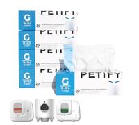 PETIFY - Sacchetti per lettiera autopulente per gatti compatibili con Petkit Pura Max 2 e Pura X - 5 rotoli (100 sacchetti resistenti con laccetto) | Codice G | Eco Pack con dispenser integrato