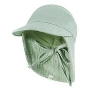Petinard Label Cappello da sole in mussola con protezione per collo e orecchie, protezione UV (UPF 50+), per neonati e bambini, unisex, Laurel Verde, 46