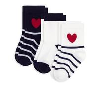 Petit Bateau 3 Paires De Chaussettes Bébé En Coton Rayures Et Cœurs A0eop01 ACCESSORI Unisex - Bimbi 0-24 (Pacco da 3)
