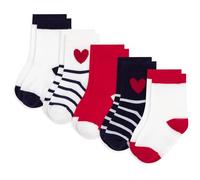 Petit Bateau 5 paia di calzini per bambini in cotone a righe e cuori A0e3j01 accessori unisex per bambini (confezione da 5), Multicolore, 19-22