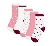 Petit Bateau 5 paia di calzini per bambini in cotone con stampa a cuori, multicolore, 23-26