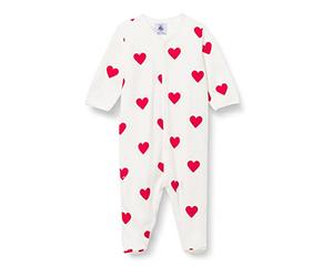 Petit Bateau A00BT, Pigiama dormi bene Bimba 0-24, Bianco Marshmallow/Rosso Terkuit, 12 mesi