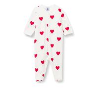 Petit Bateau A00BT, Pigiama dormi bene Bimba 0-24, Bianco Marshmallow/Rosso Terkuit, 24 mesi