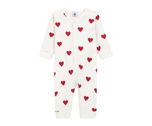 Petit Bateau A00E9, Dormi bene pigiama senza piedi Bimba 0-24, Bianco Marshmallow/Rosso Terkuit, 6 mesi