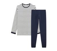 Petit Bateau A01DE, Pigiama Bambini e ragazzi, Bianco Marshmallow/Blu Smoking, 6 anni