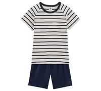 Pigiama corto a righe marinière unisex a costine bianco MARSHMALLOW,blu SMOKING 175cm