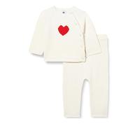 Petit Bateau A0839, Set da 2 pezzi Unisex - Bimbi 0-24, Bianco Marshmallow/Rosso Corrida, 0-3 mesi