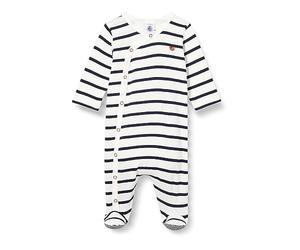 Petit Bateau A08AY, Pigiama dormi bene Unisex - Bimbi 0-24, Bianco Marshmallow/Blu Smoking, 24 mesi
