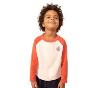 Petit Bateau A091X, Maglietta a maniche lunghe Bambini e ragazzi, Bianco Avalanche/Arancia Oursin, 3 anni